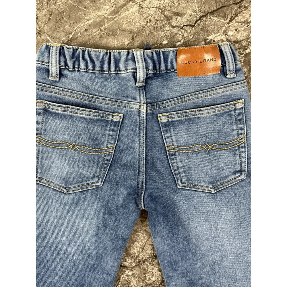 Lucky Brand Girls Pull On Elastic Tie Waist Jeans Stretch Straight Sz 7